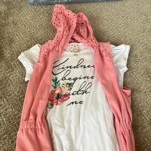 Tee and matching sleeveless hoodie- girls M